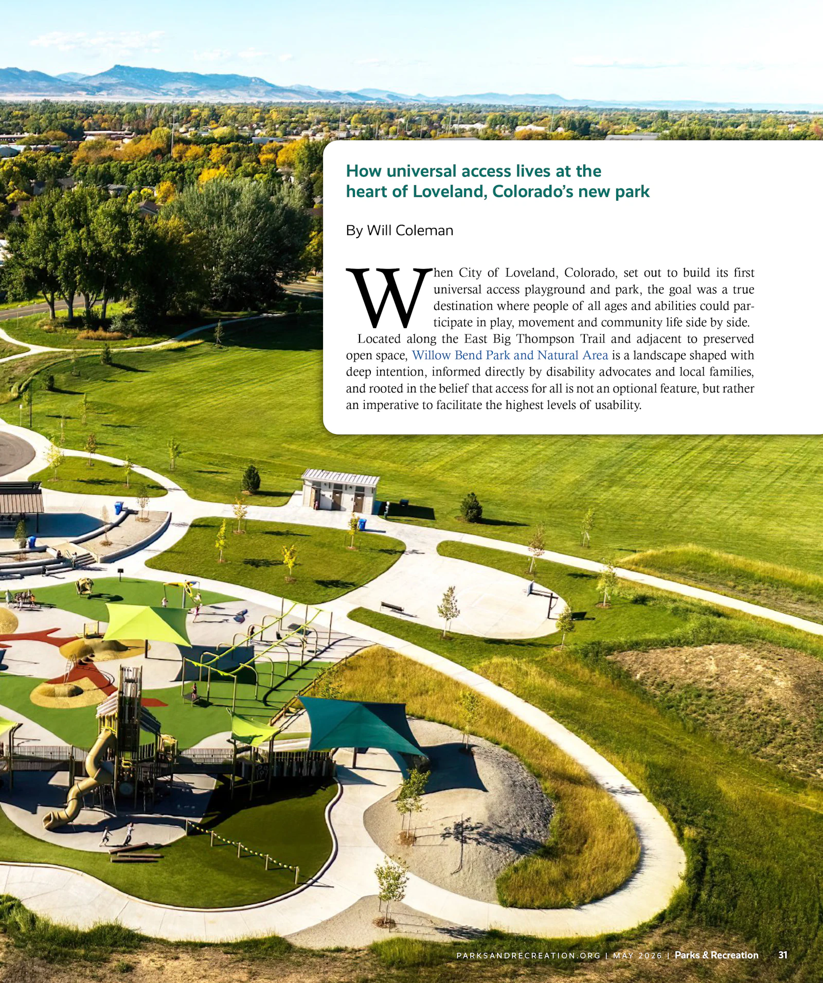 Willow Bend Park Featured in Parks & Recreation Magazine