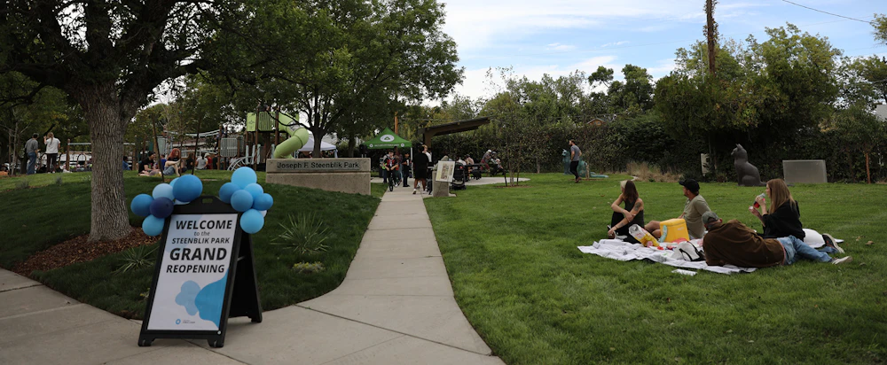 Groups enjoy the opening-day festivities, play areas and green space (a perfect place for a picnic)