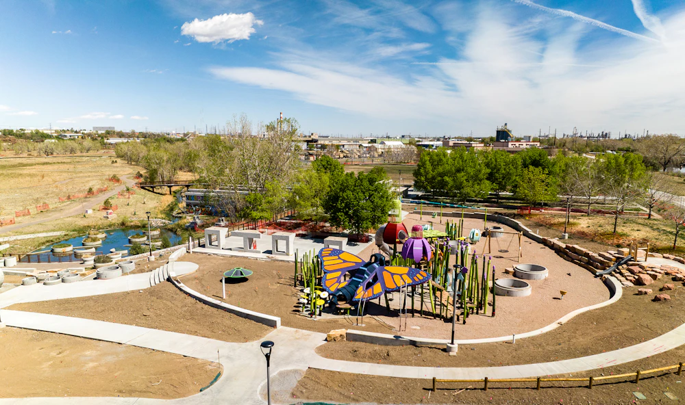 The park balances habitat restoration with active community spaces—from nature play to large-scale gathering
